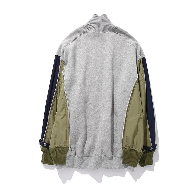 Hit Color Patchwork Loose Tops For Women Turtleneck Long Sleeve Casual Sweatshirt Female Fashion New Clothing Style