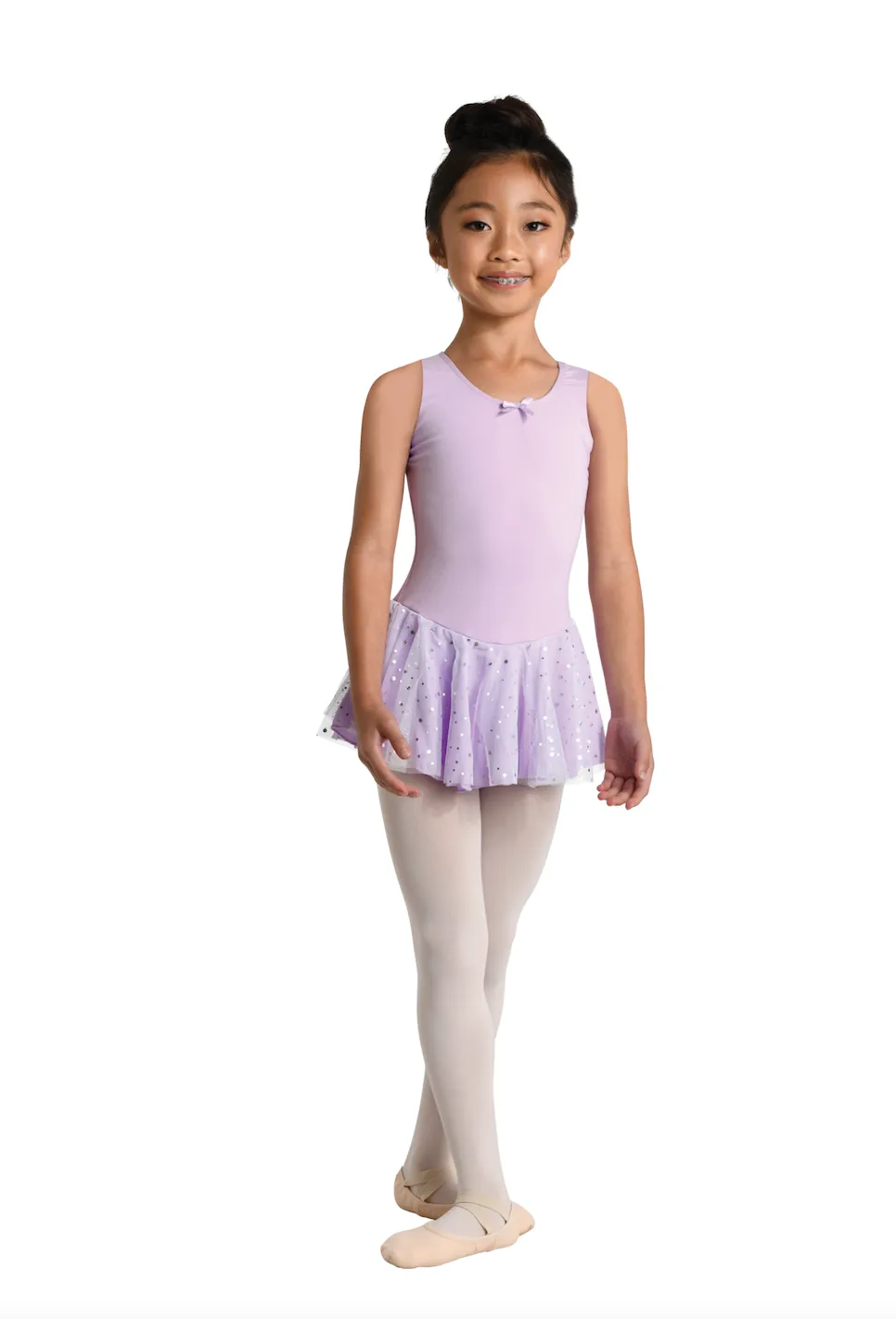 Kids Danznmotion Short Sleeve Dress With Hologram Skirt