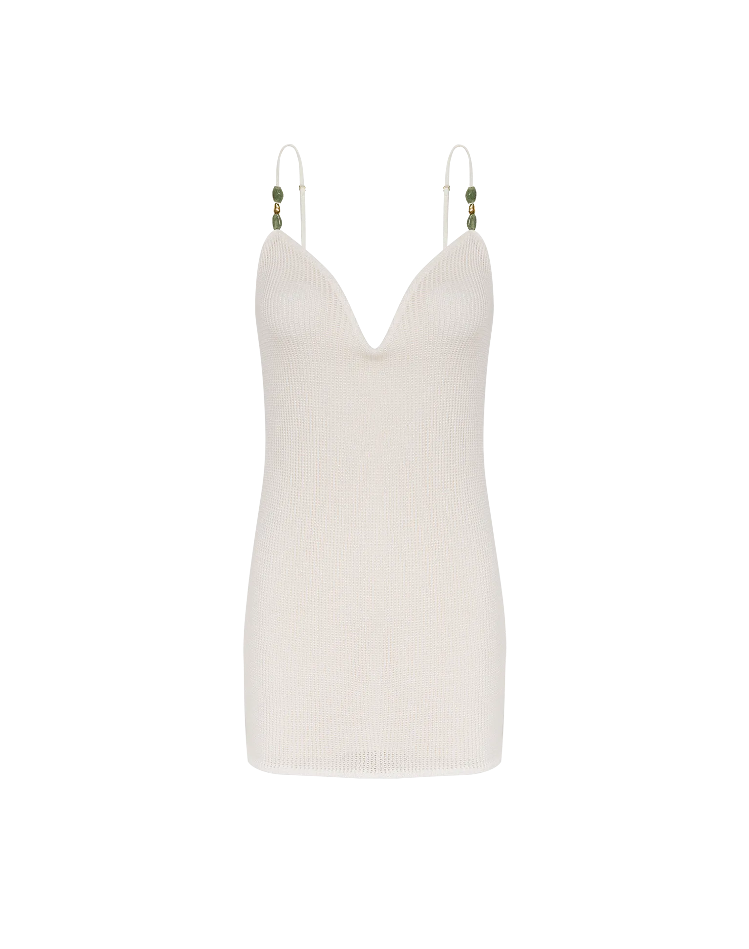 Knit Stone Short Dress - Off White