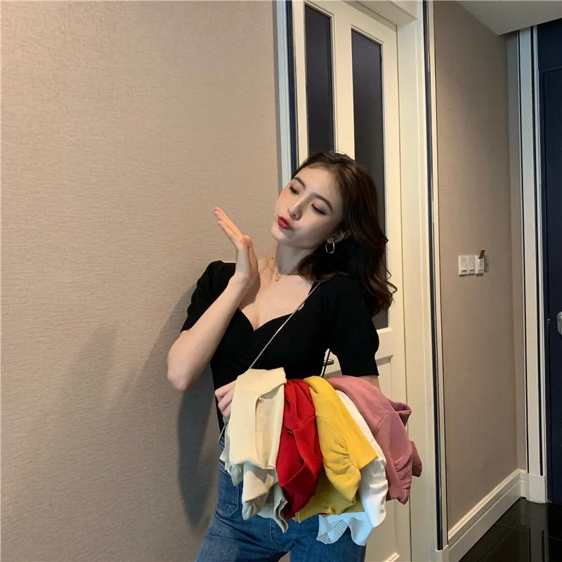 [Korean Style] Gisei Puff Sleeve Knit Top