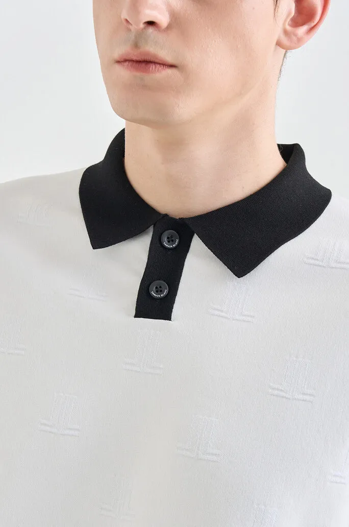 Lanvin Blanc Contrast Collar Knit Top