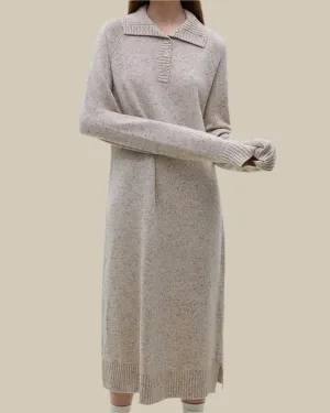 Lena Speckled Knit Polo Midi Dress Lena Speckled Knit Polo Midi Dress