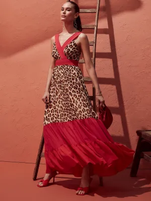 Leopard-Print Tiered Maxi Dress