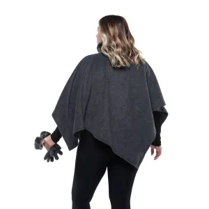 Linda Anderson Women's Fleece Poncho and Glove Set with Faux Fur Trim Linda Anderson