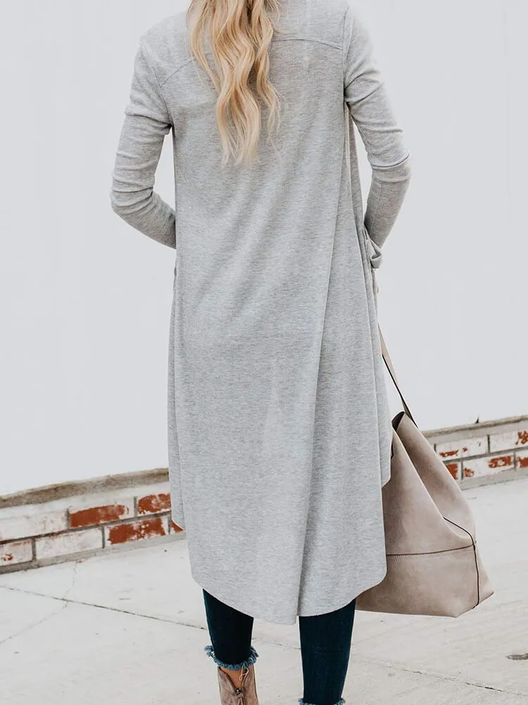 Long Sleeve Button Down Coat with Pockets