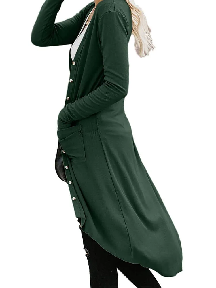 Long Sleeve Button Down Coat with Pockets