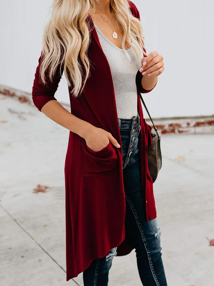Long Sleeve Button Down Coat with Pockets