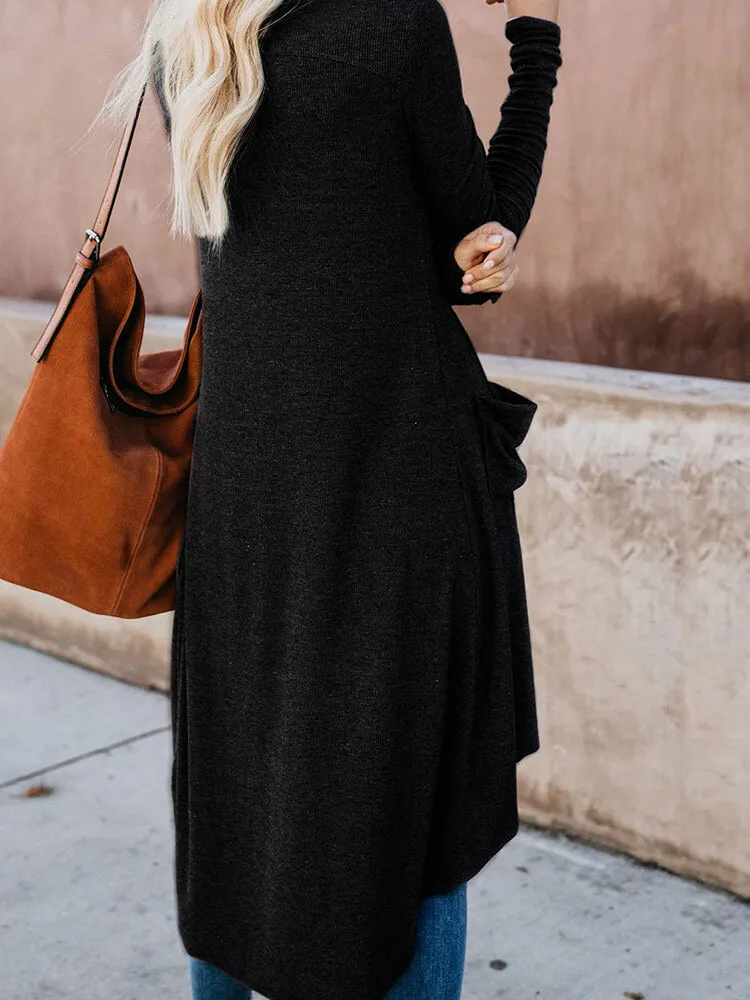 Long Sleeve Button Down Coat with Pockets