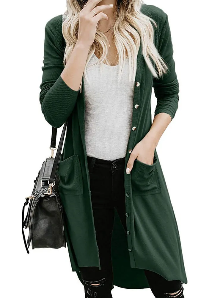 Long Sleeve Button Down Coat with Pockets