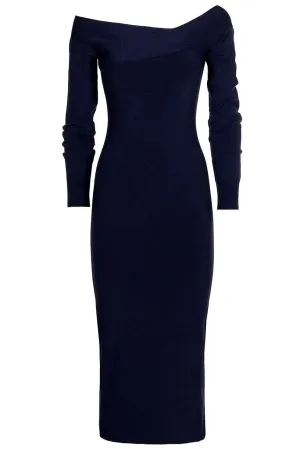 Long Sleeve Off Shoulder Knit Midi Dress