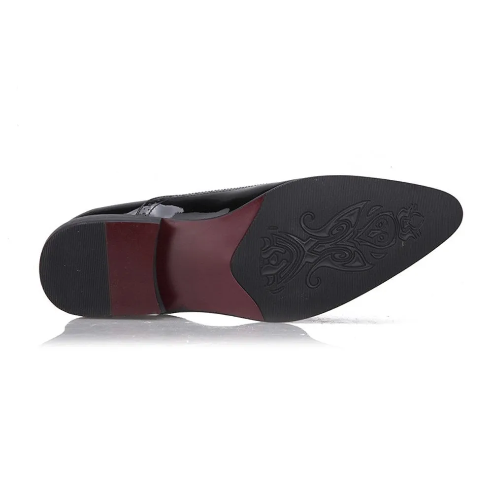 Men Pointed Brogue Lace Up Formal Shoes