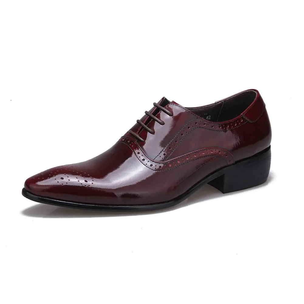 Men Pointed Brogue Lace Up Formal Shoes