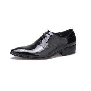 Men Pointed Brogue Lace Up Formal Shoes