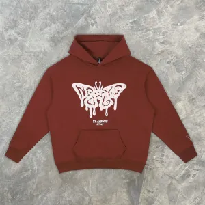 Men's retro brown butterfly element loose casual hooded sweater