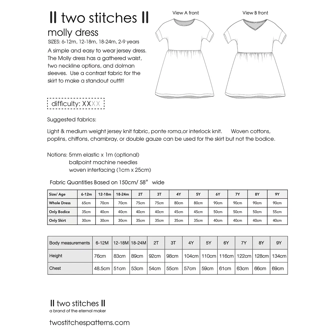 Molly Dress - Sewing Pattern for Childrenswear (UK Indie Pattern)