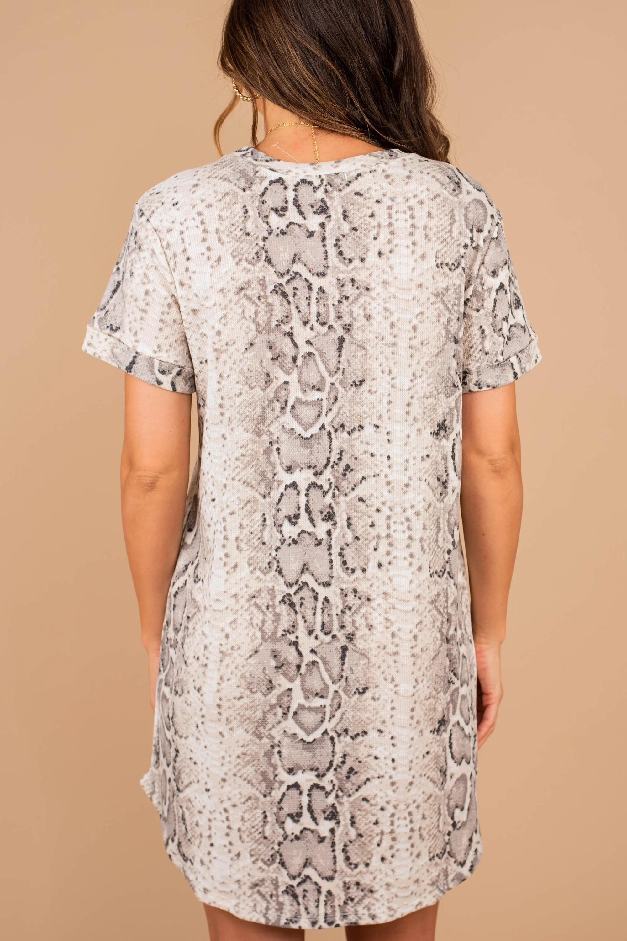 Natural Charisma Taupe Brown Snake Dress
