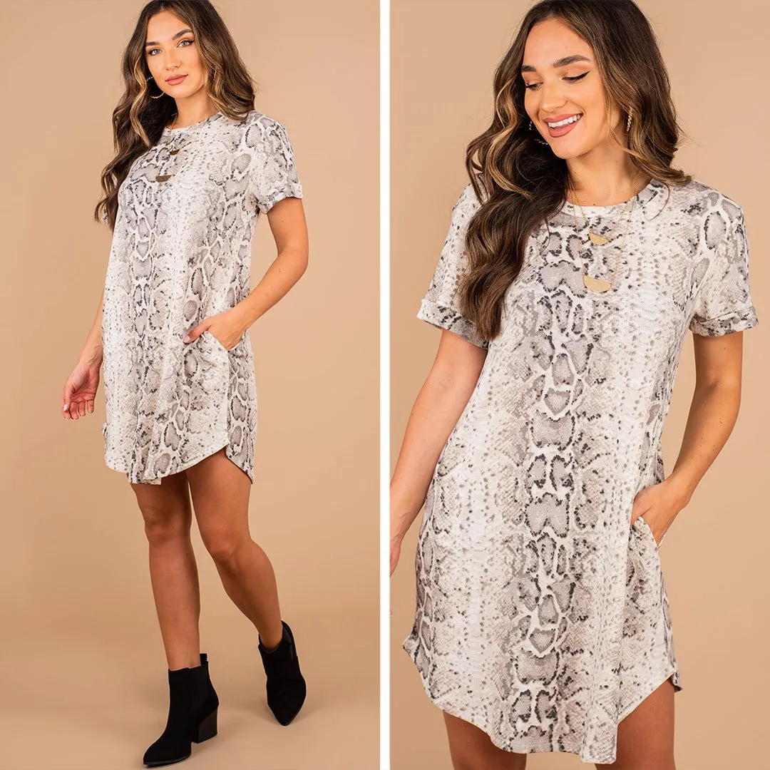 Natural Charisma Taupe Brown Snake Dress