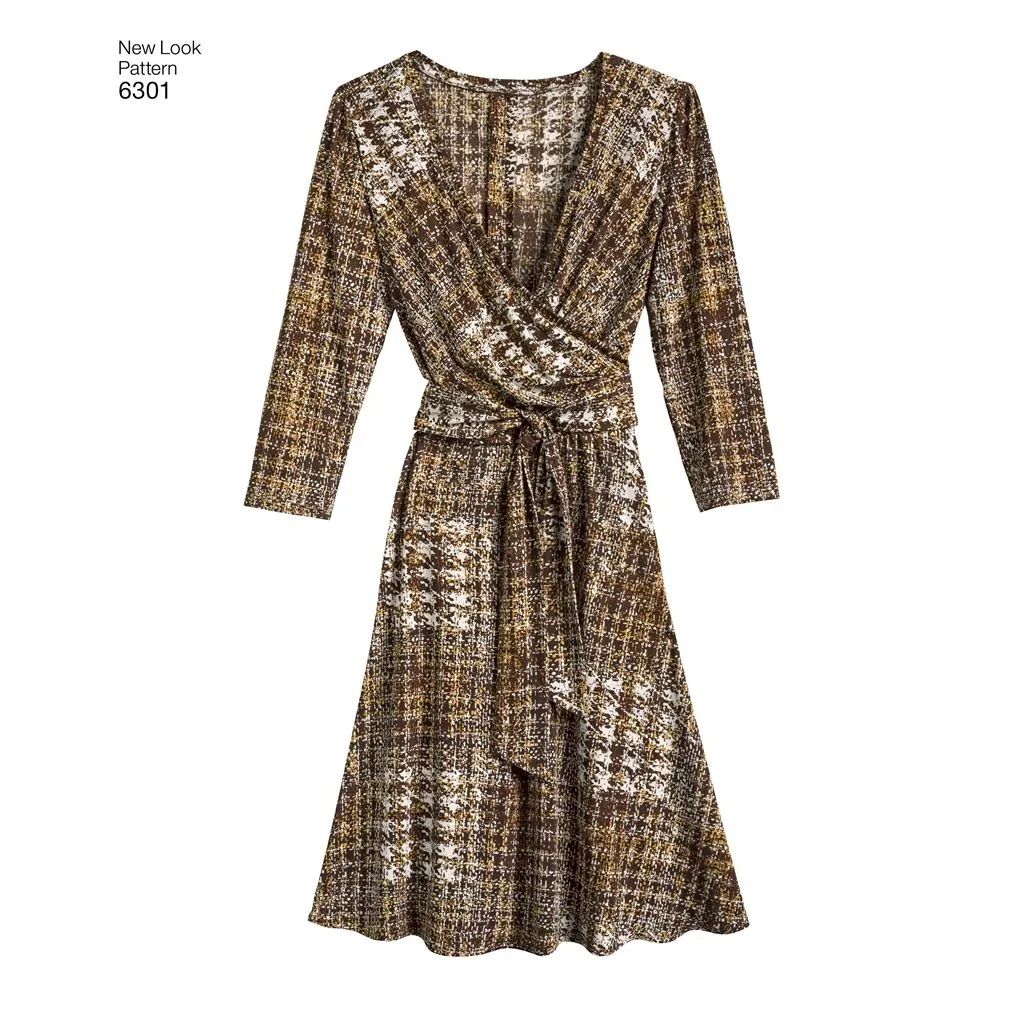 New Look Pattern 6301 Misses' Mock Wrap Knit Dress