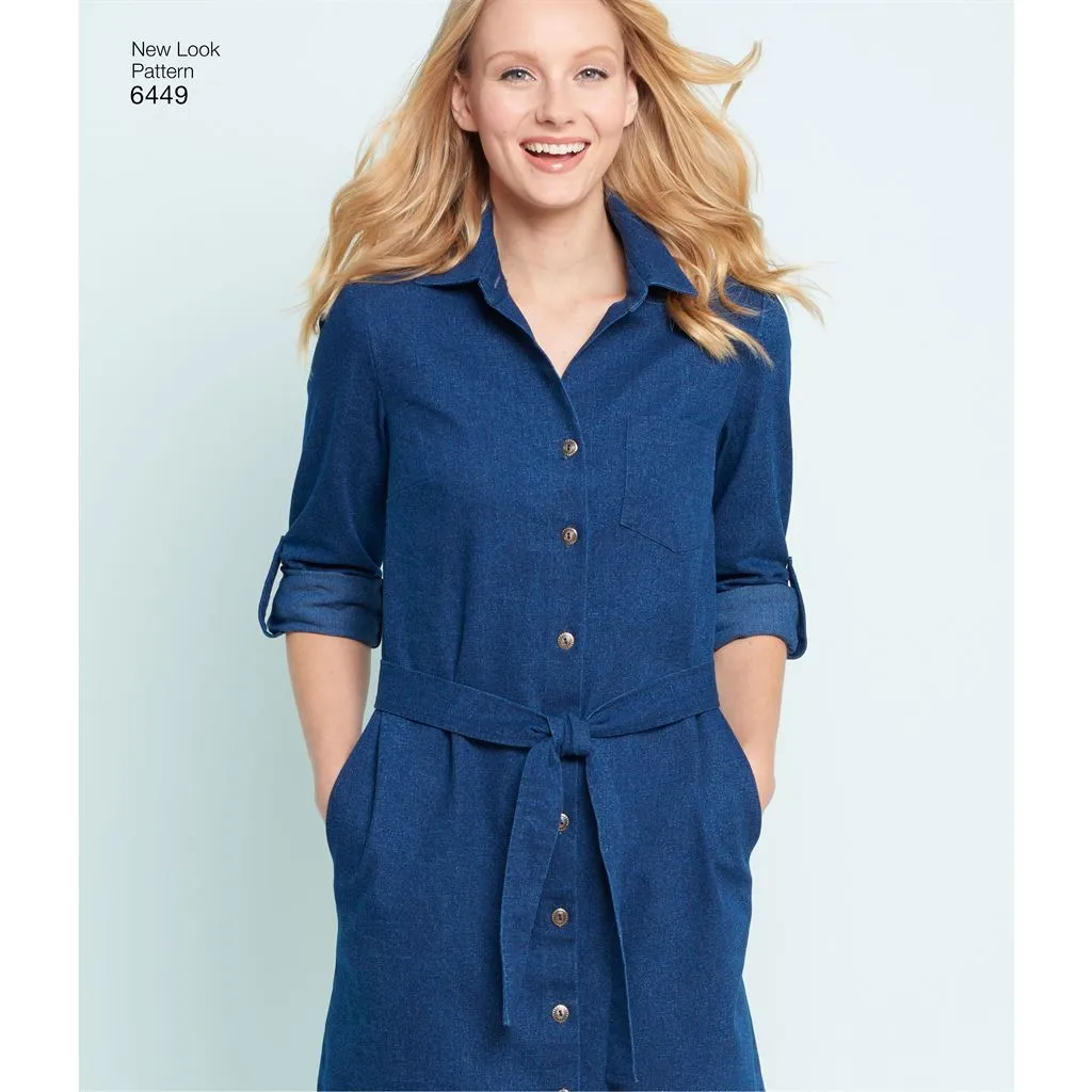 New Look Pattern 6449 Misses' Easy Shirt Dress and Knit Dress