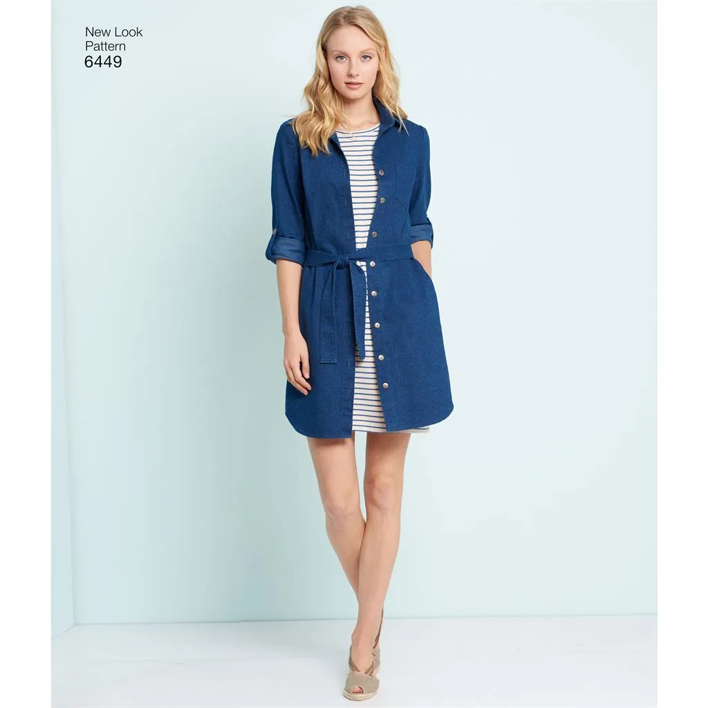New Look Pattern 6449 Misses' Easy Shirt Dress and Knit Dress