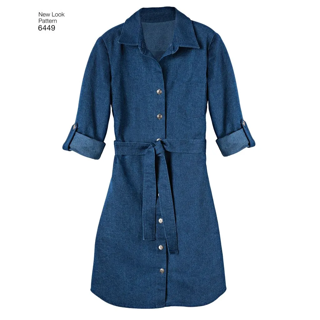 New Look Pattern 6449 Misses' Easy Shirt Dress and Knit Dress