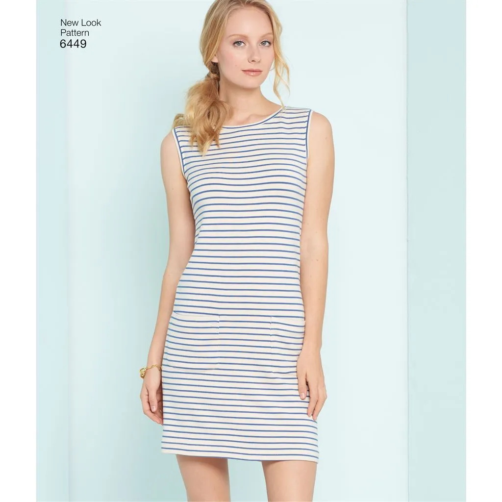 New Look Pattern 6449 Misses' Easy Shirt Dress and Knit Dress