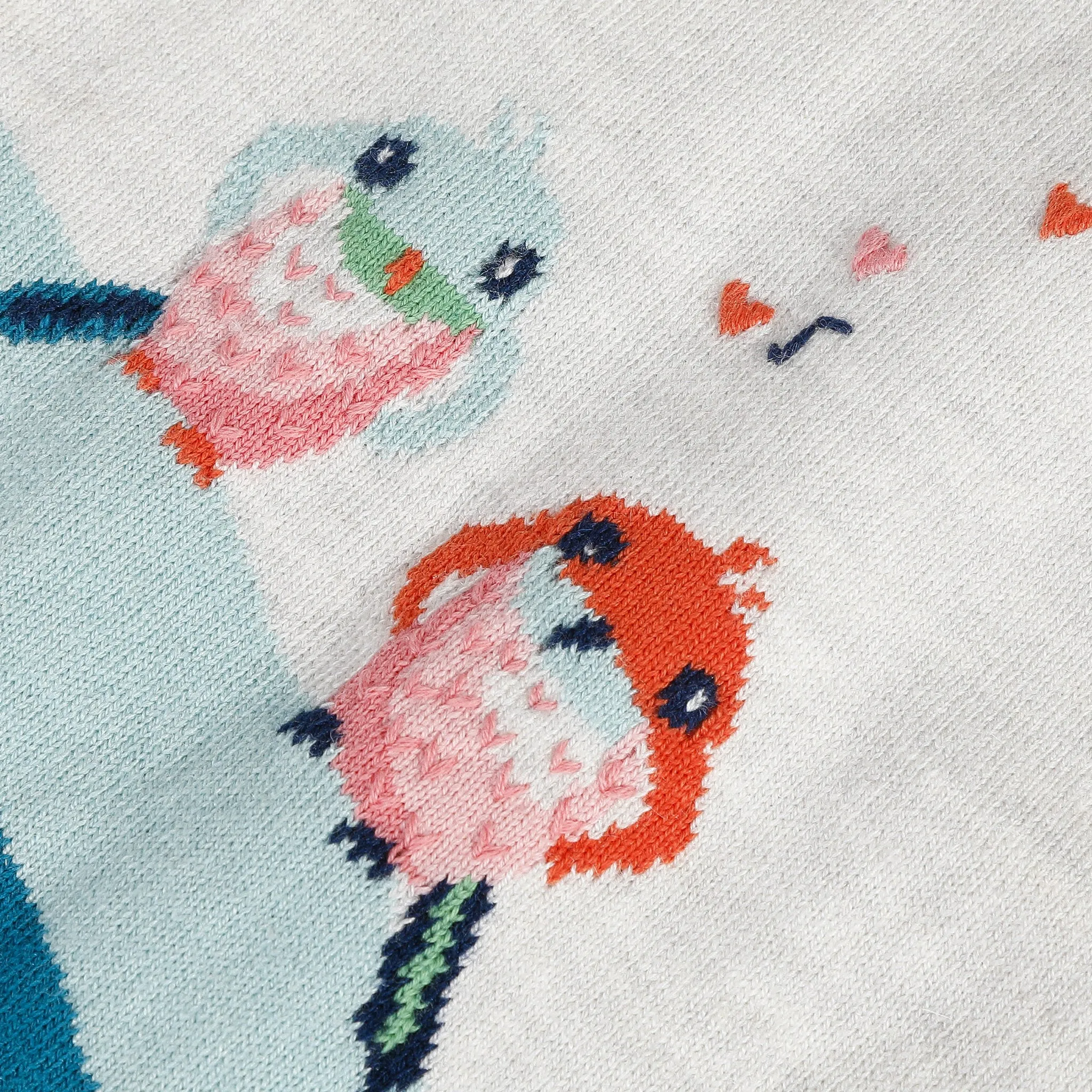 Newborn girl jacquard knit dress with birds