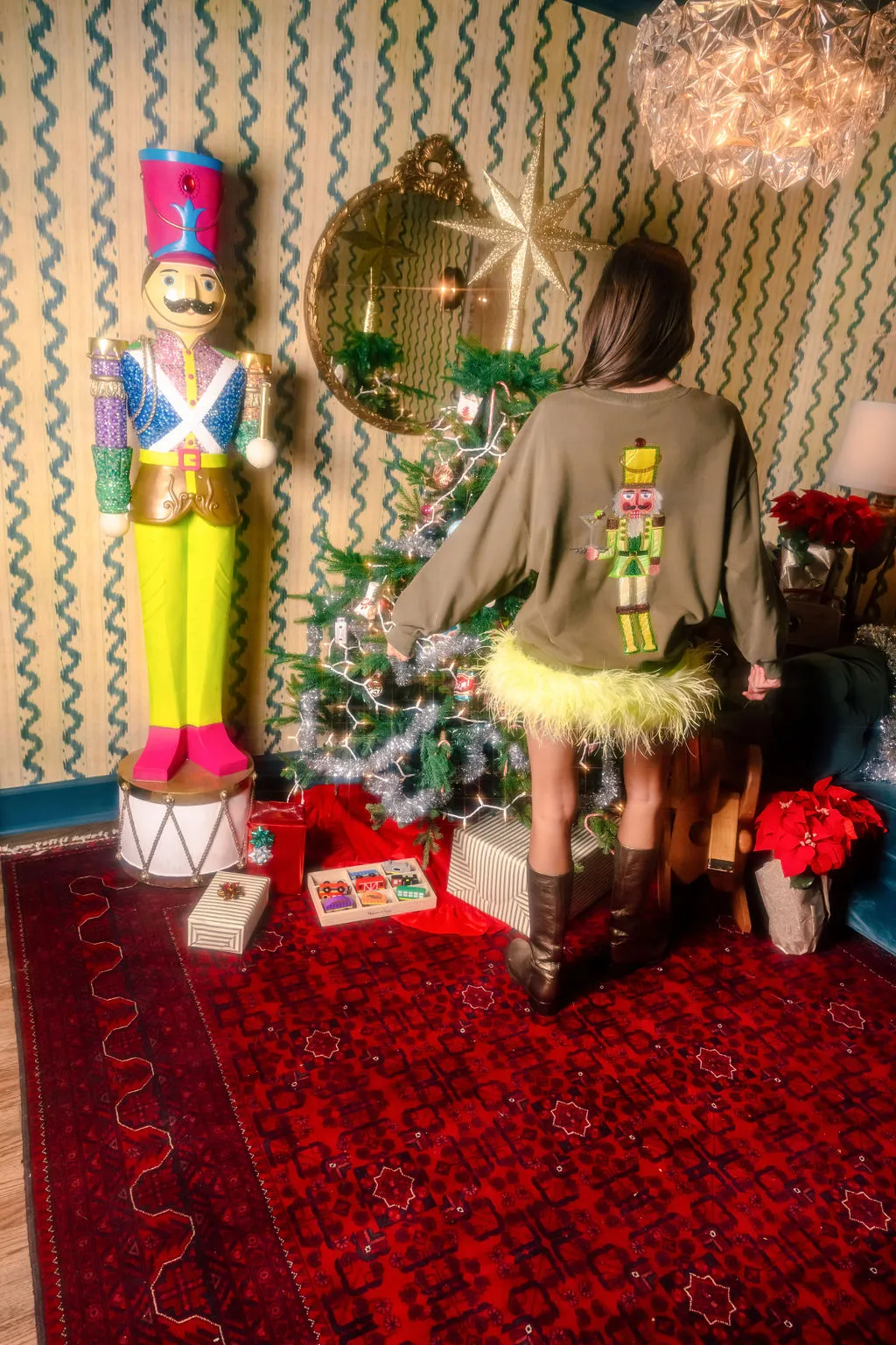Olive Green Martini Server Nutcracker Sweatshirt