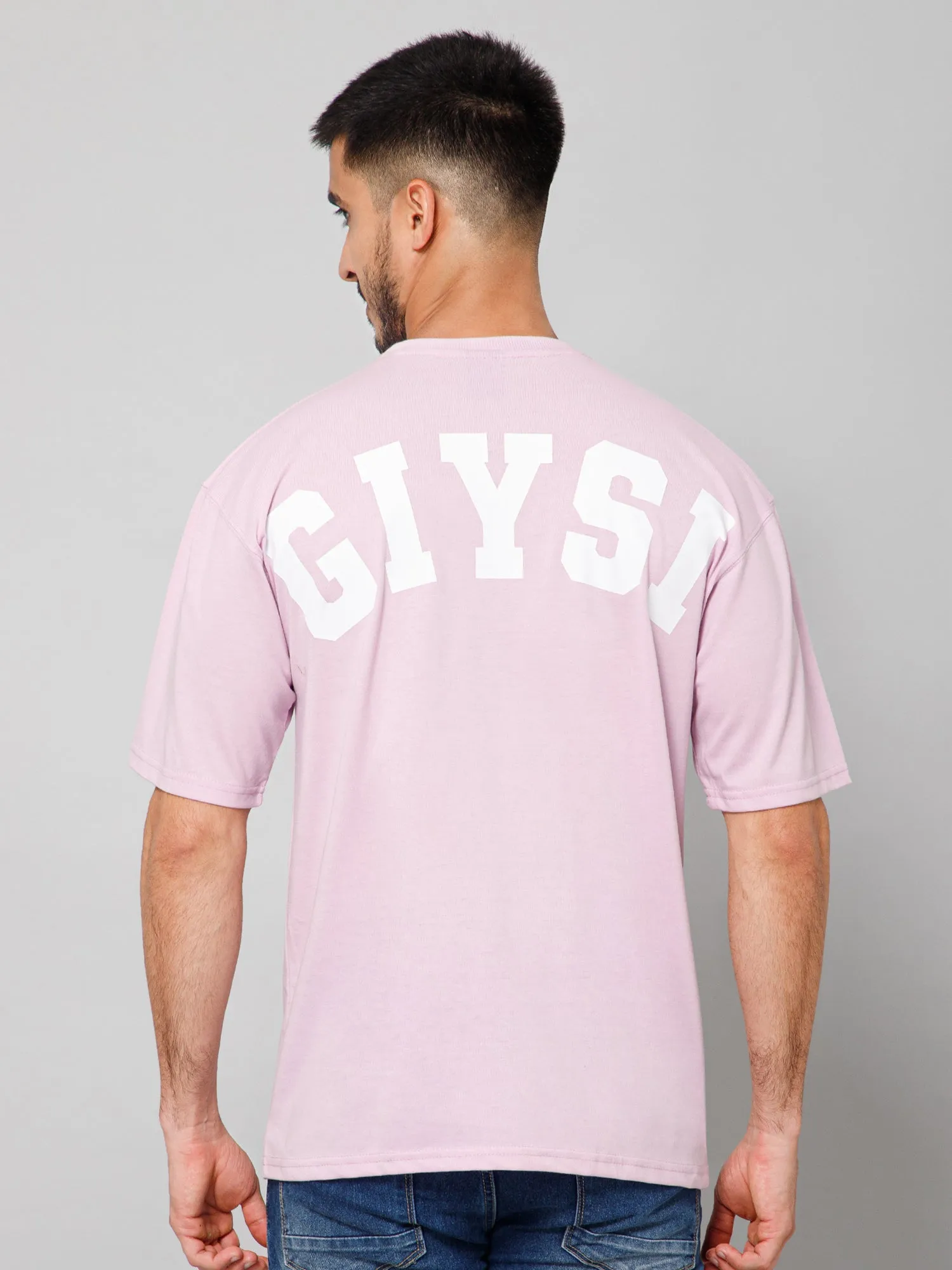 Oversized Print Mauve Cotton T-shirt