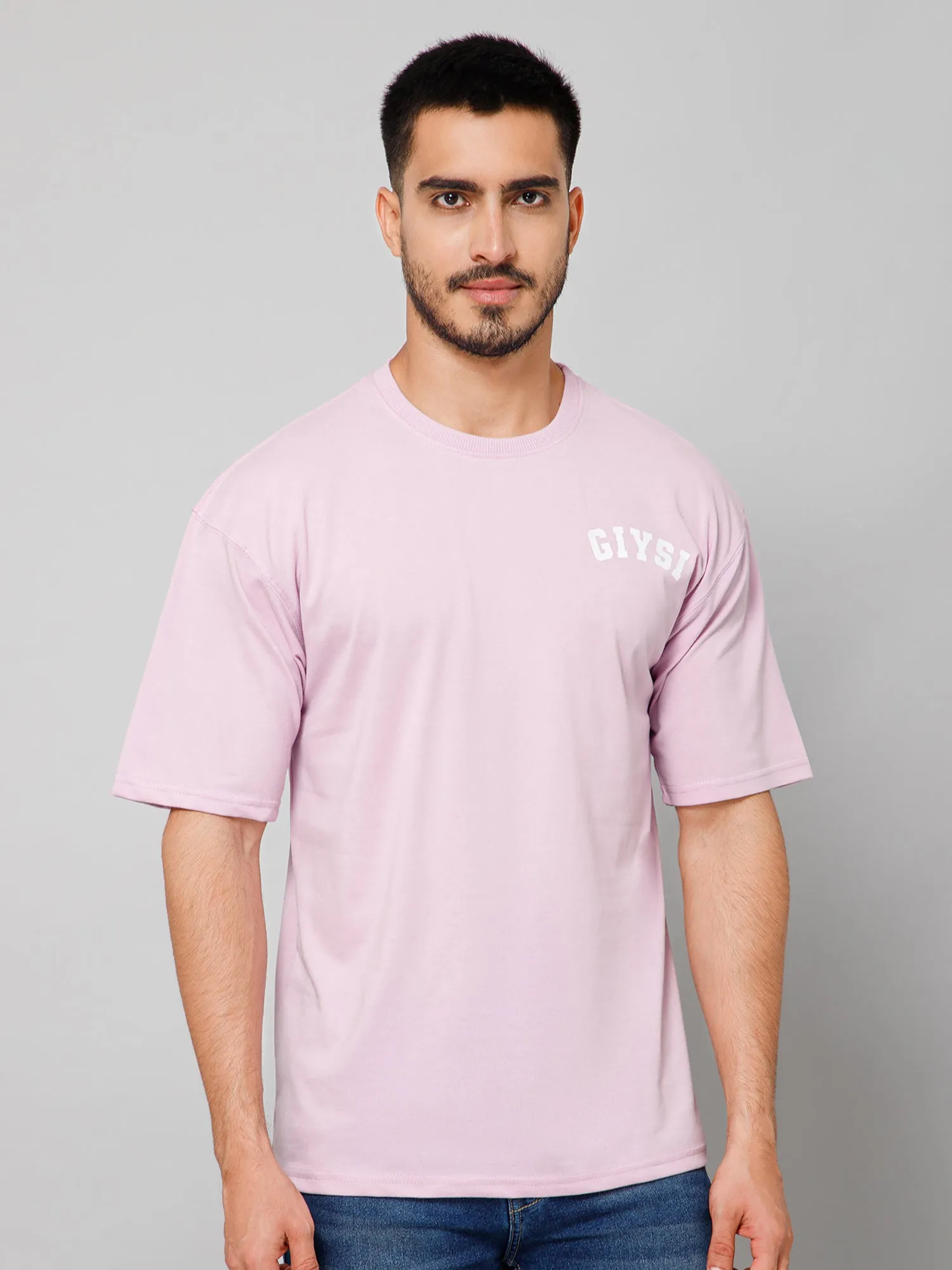 Oversized Print Mauve Cotton T-shirt