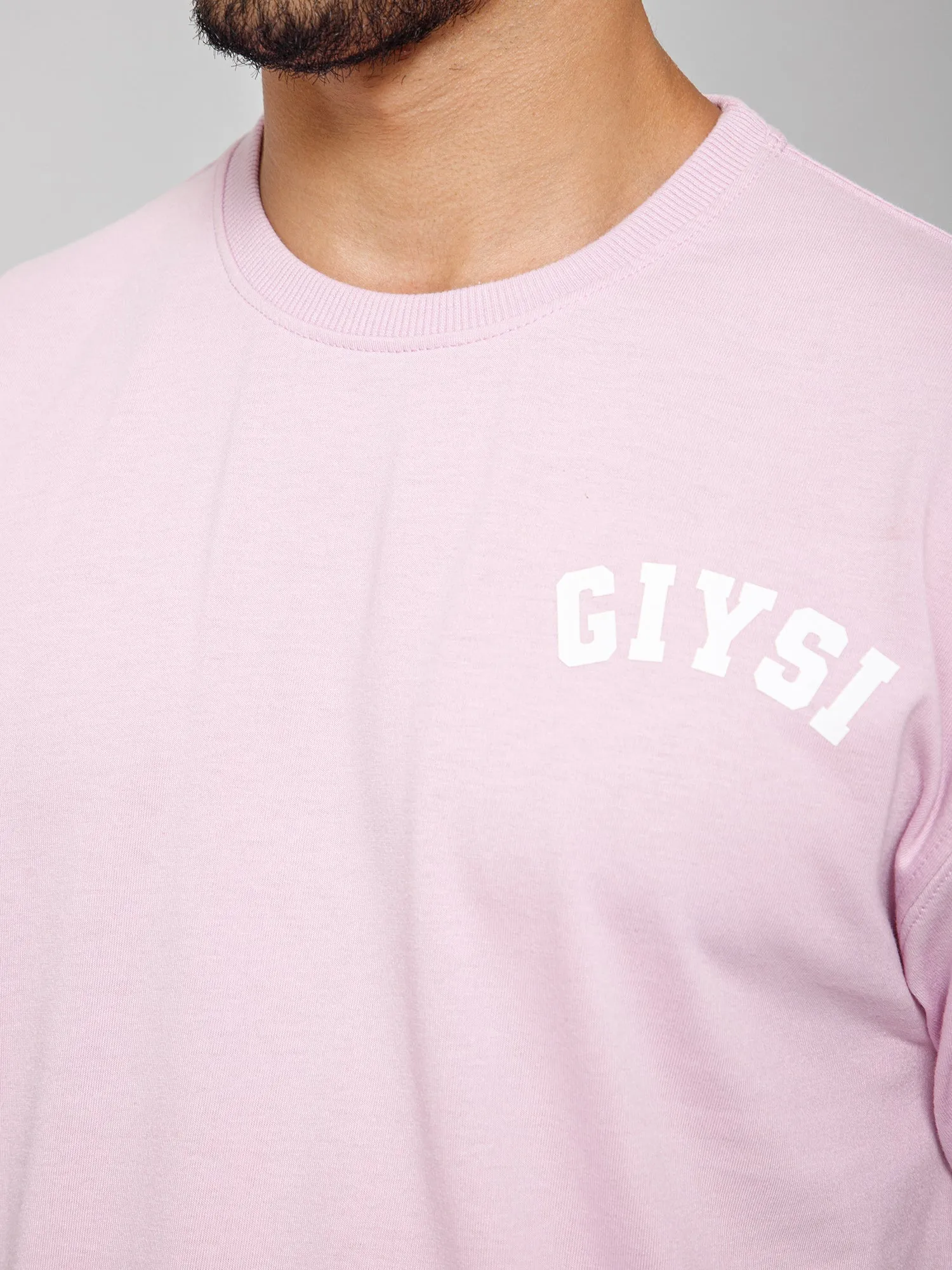 Oversized Print Mauve Cotton T-shirt