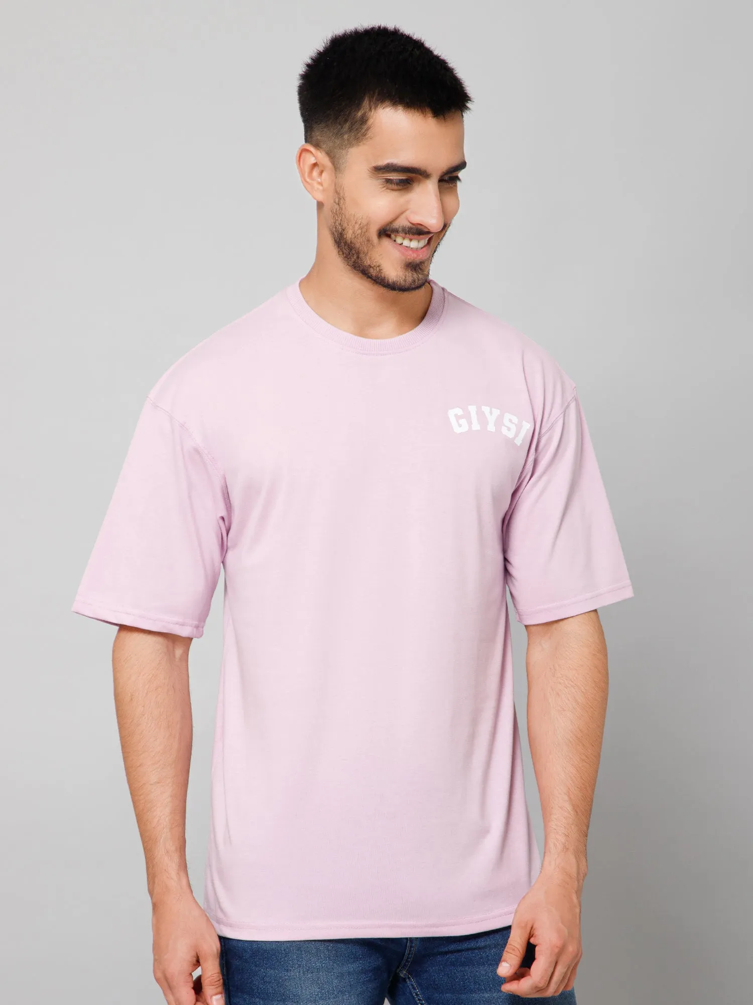 Oversized Print Mauve Cotton T-shirt