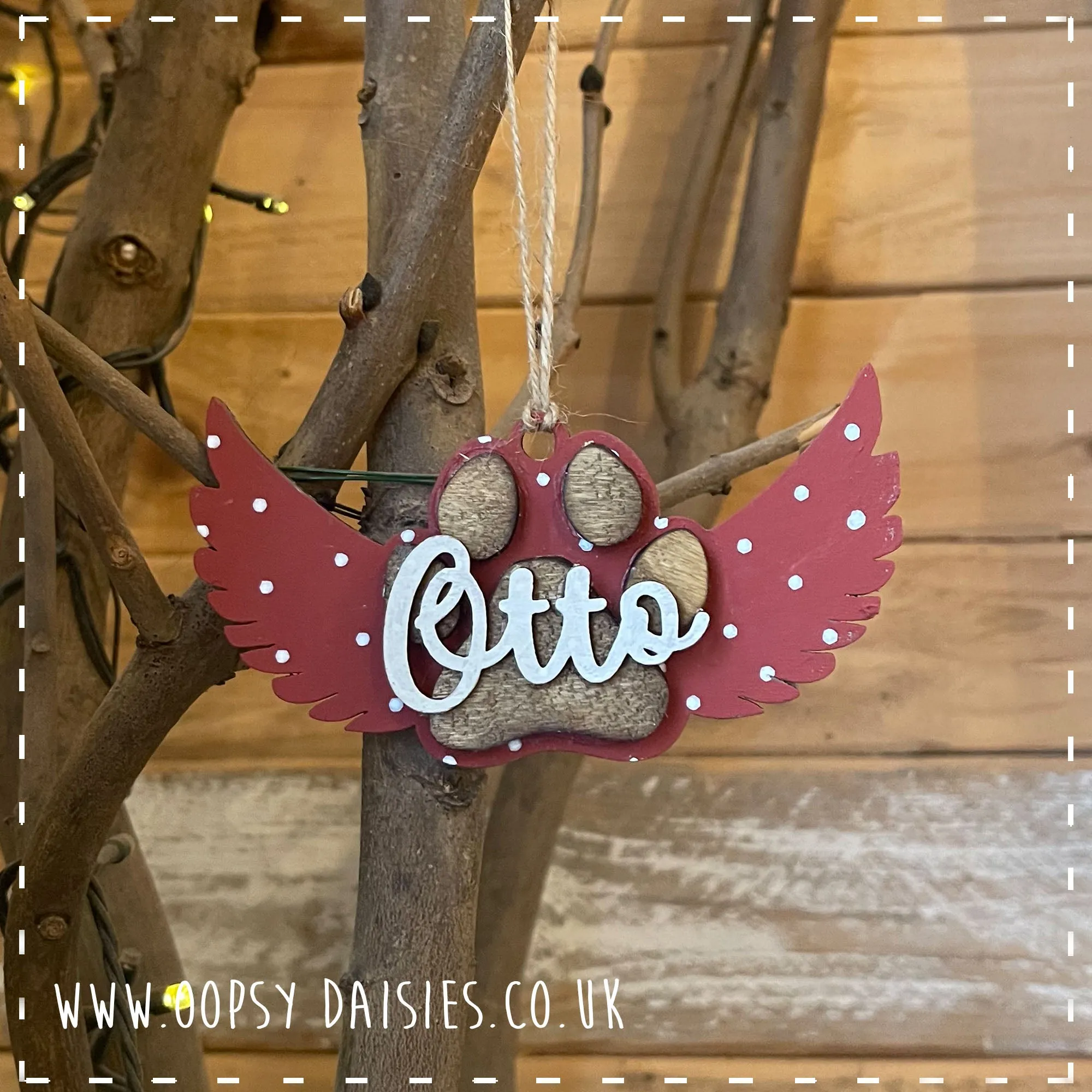 Personalised Angel Wings Paw Print Christmas Tree Decoration 14366