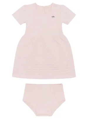 Pink Bonded Knit Dress and Pantie Set