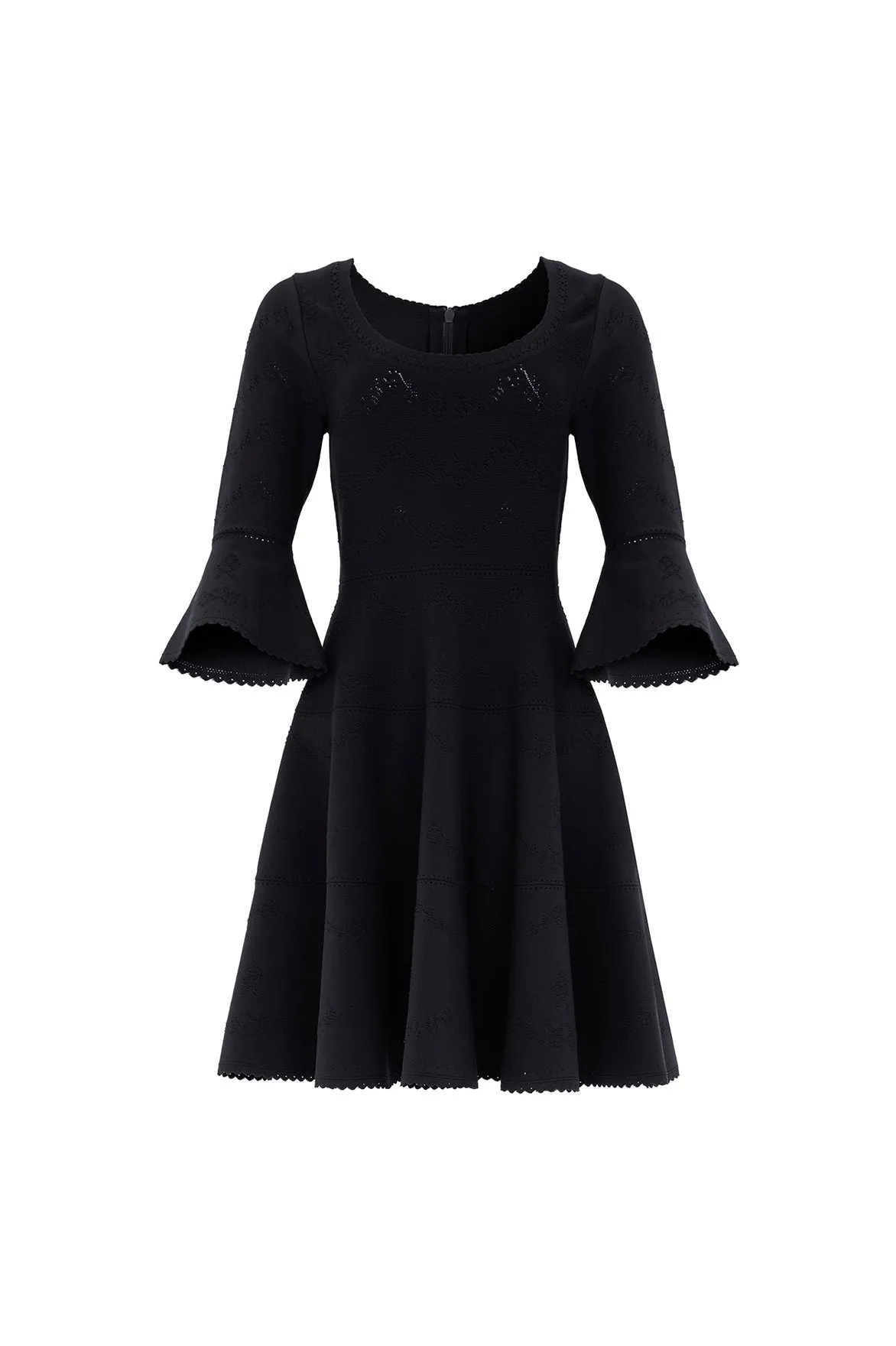 Pretty Pointelle Knit Scoop Neck Mini Dress