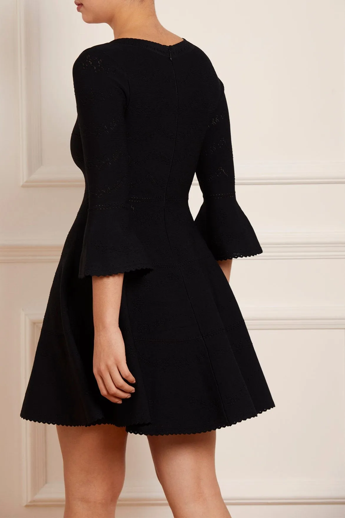 Pretty Pointelle Knit Scoop Neck Mini Dress