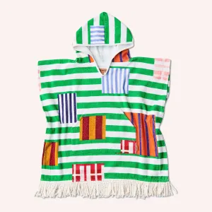 Printed Kids Terry Poncho - Stripe On Stripe