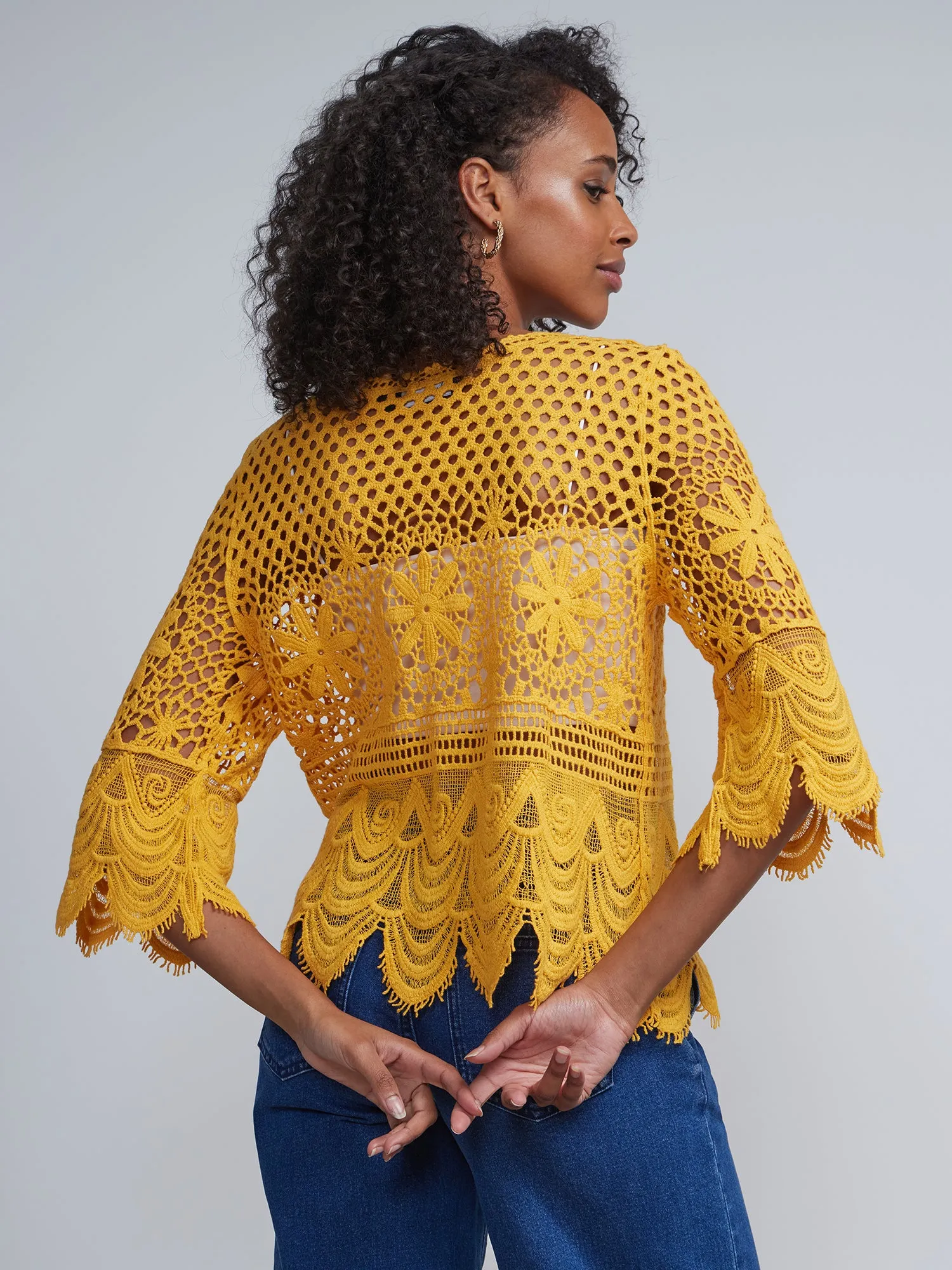 Quarter Sleeve Crochet Top