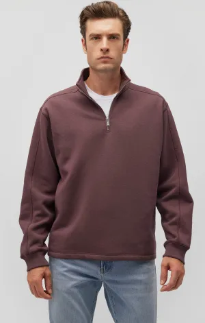 QUARTER ZIP SWEATSHIRT IN HUCKLEBERRY