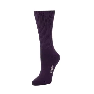 Rib Knit - Organic Cotton Crew Socks - Plum
