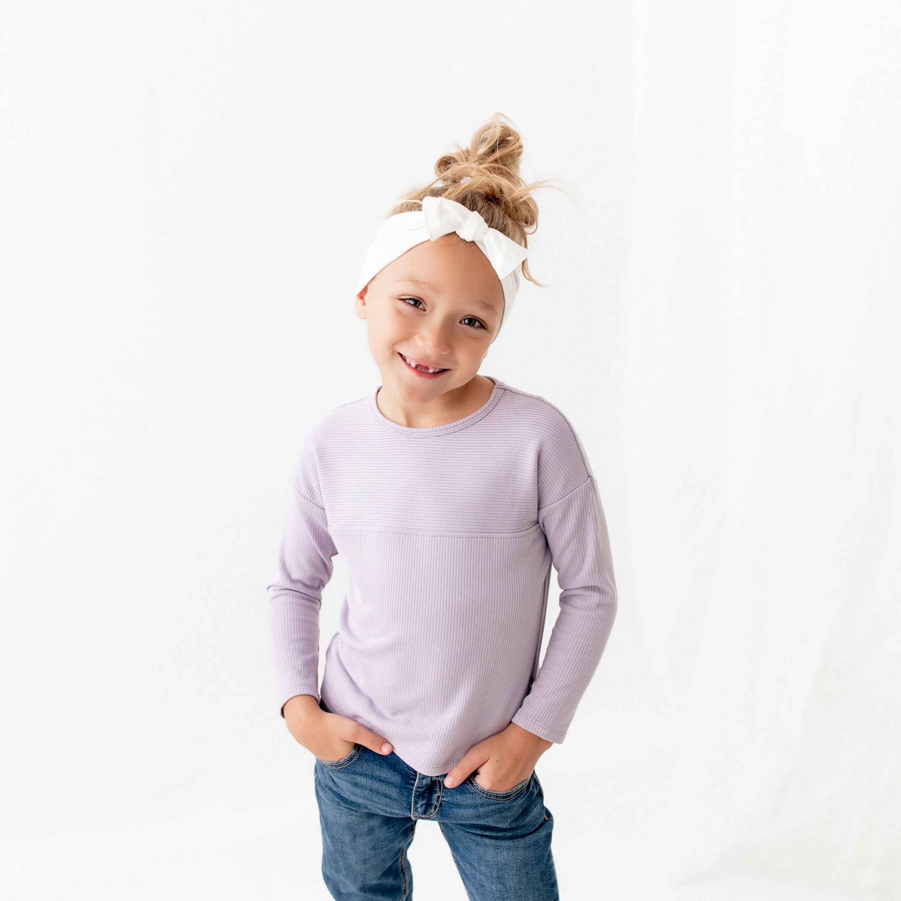 Ribbed Drop Shoulder Top in Taro
