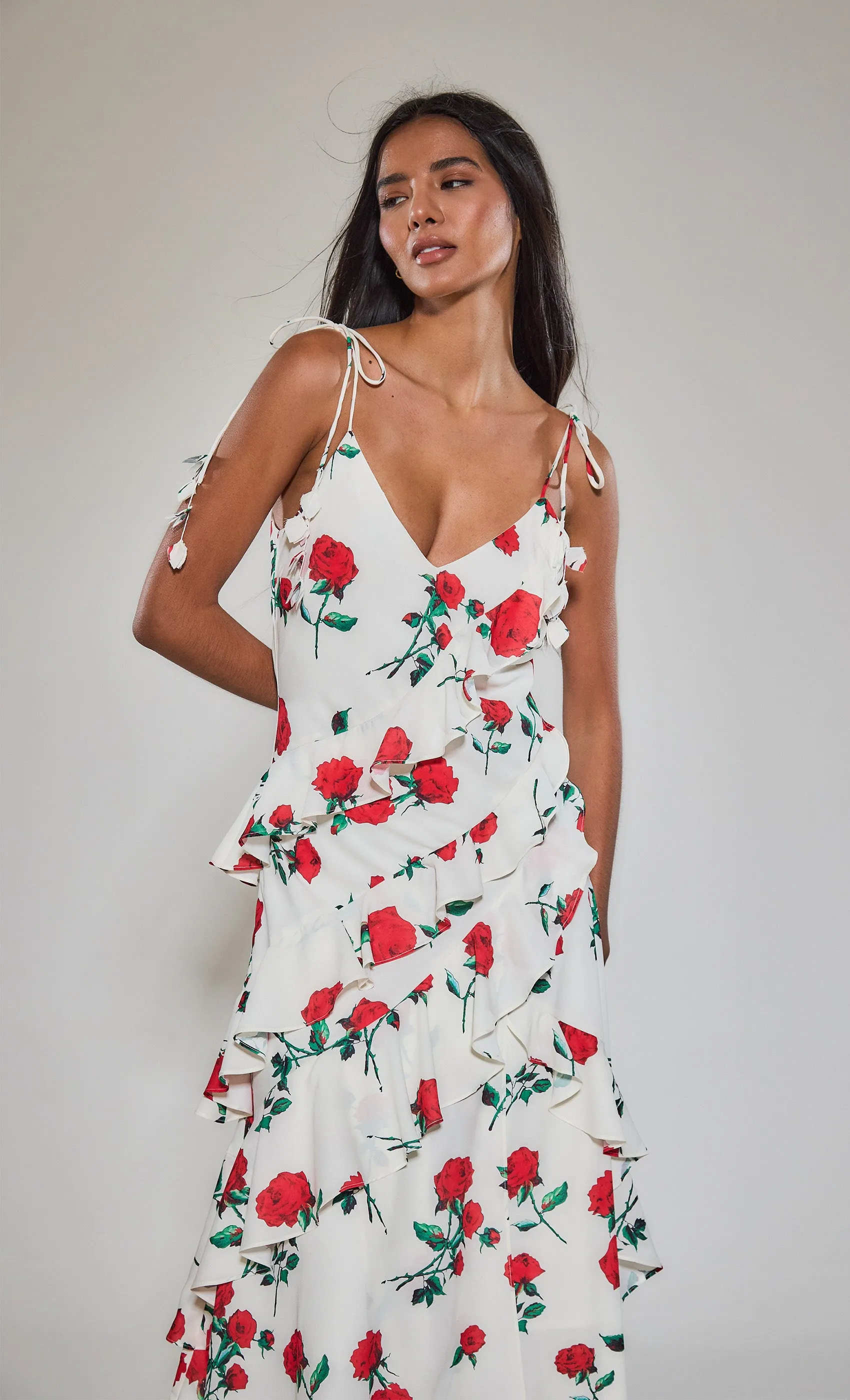 Rose Petal Detail Maxi Dress