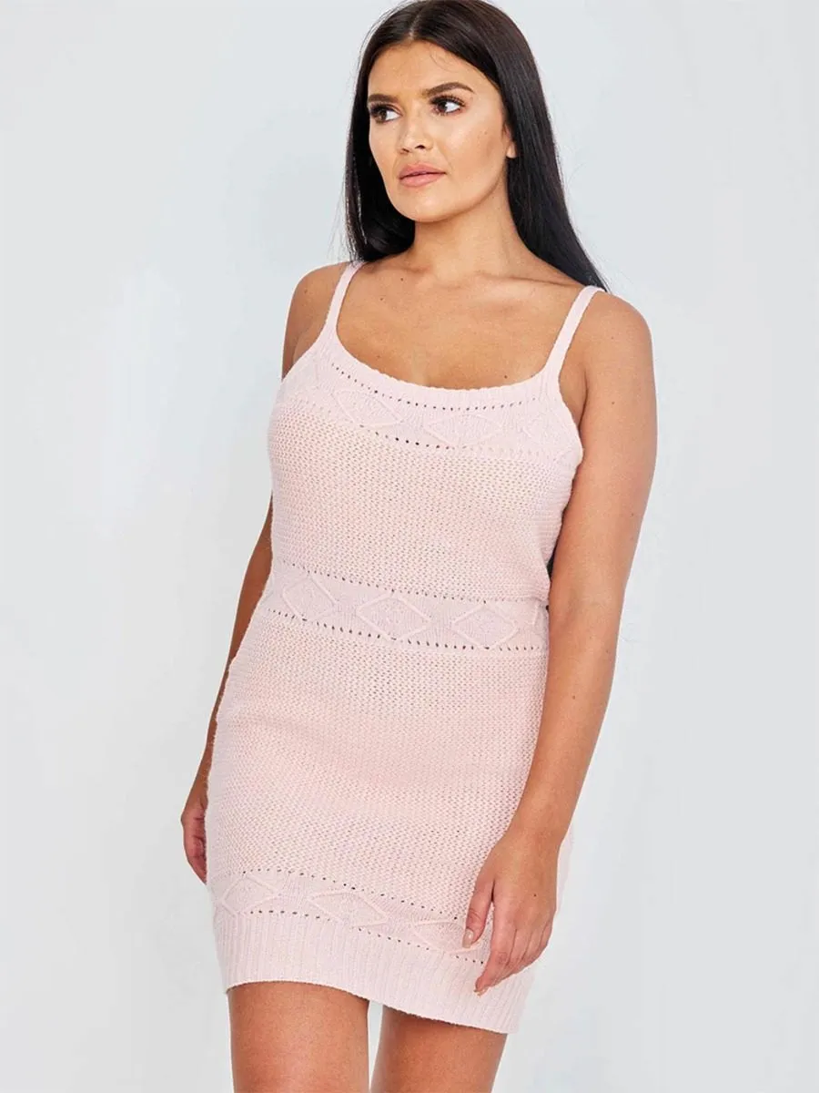 Sandra Chenille Knit Cami Dress In Pink