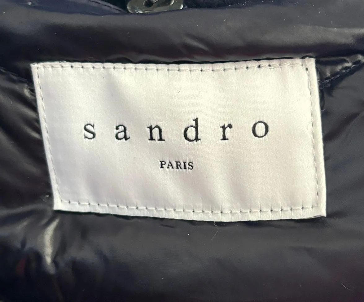 Sandro Navy Wool Coat w/ Down Vest sz 10
