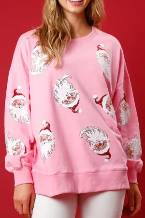 Santa Claus Sequin Graphic Sweatshirt