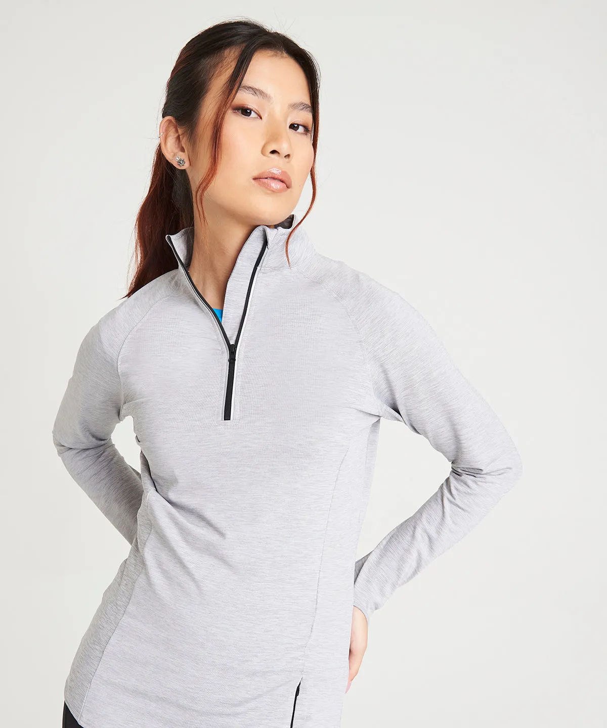 Silver Grey - Women's Cool Flex long half-zip top
