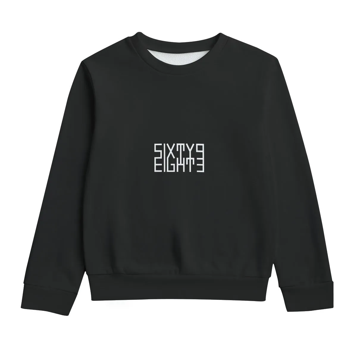 Sixty Eight 93 Logo White Black Kid's Round Neck Sweatshirt