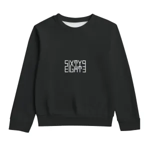 Sixty Eight 93 Logo White Black Kid's Round Neck Sweatshirt