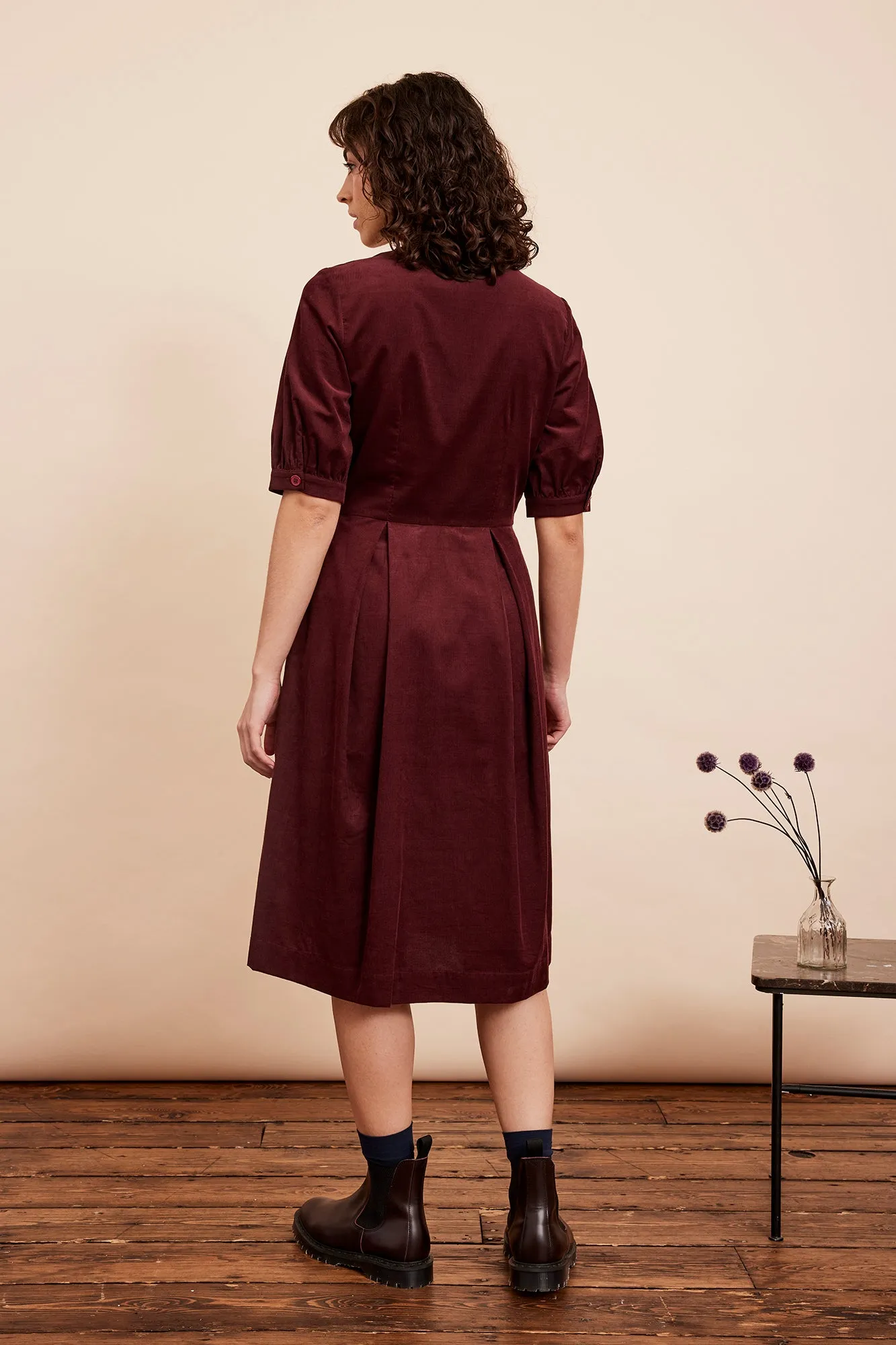Stella Needlecord Bordeaux Shirt Dress