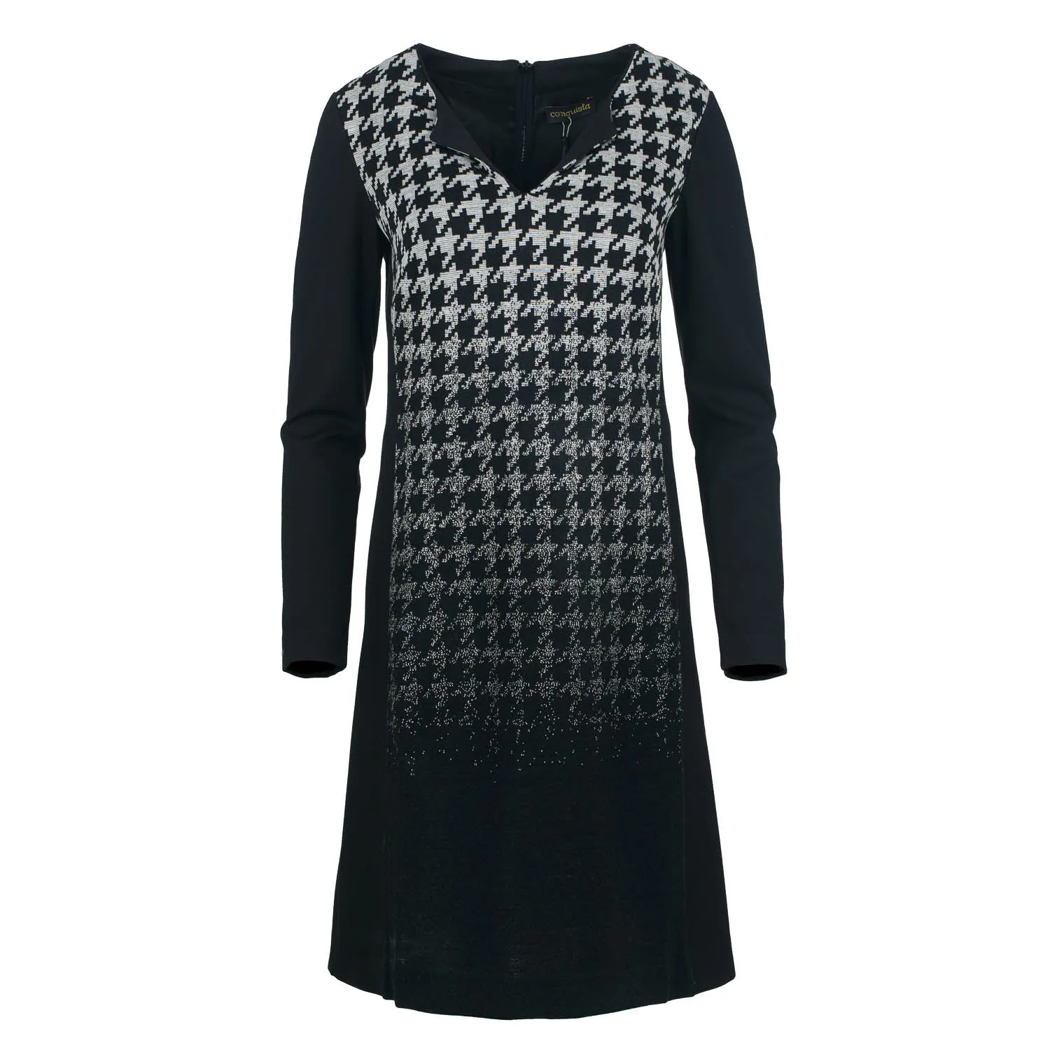 Straight Jacquard Detail Long Sleeve Knit Dress